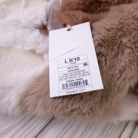 Stars Above Faux Fur Cross Strap Paris Slipper Slides in Taupe Size Large NWT - Picture 10 of 11